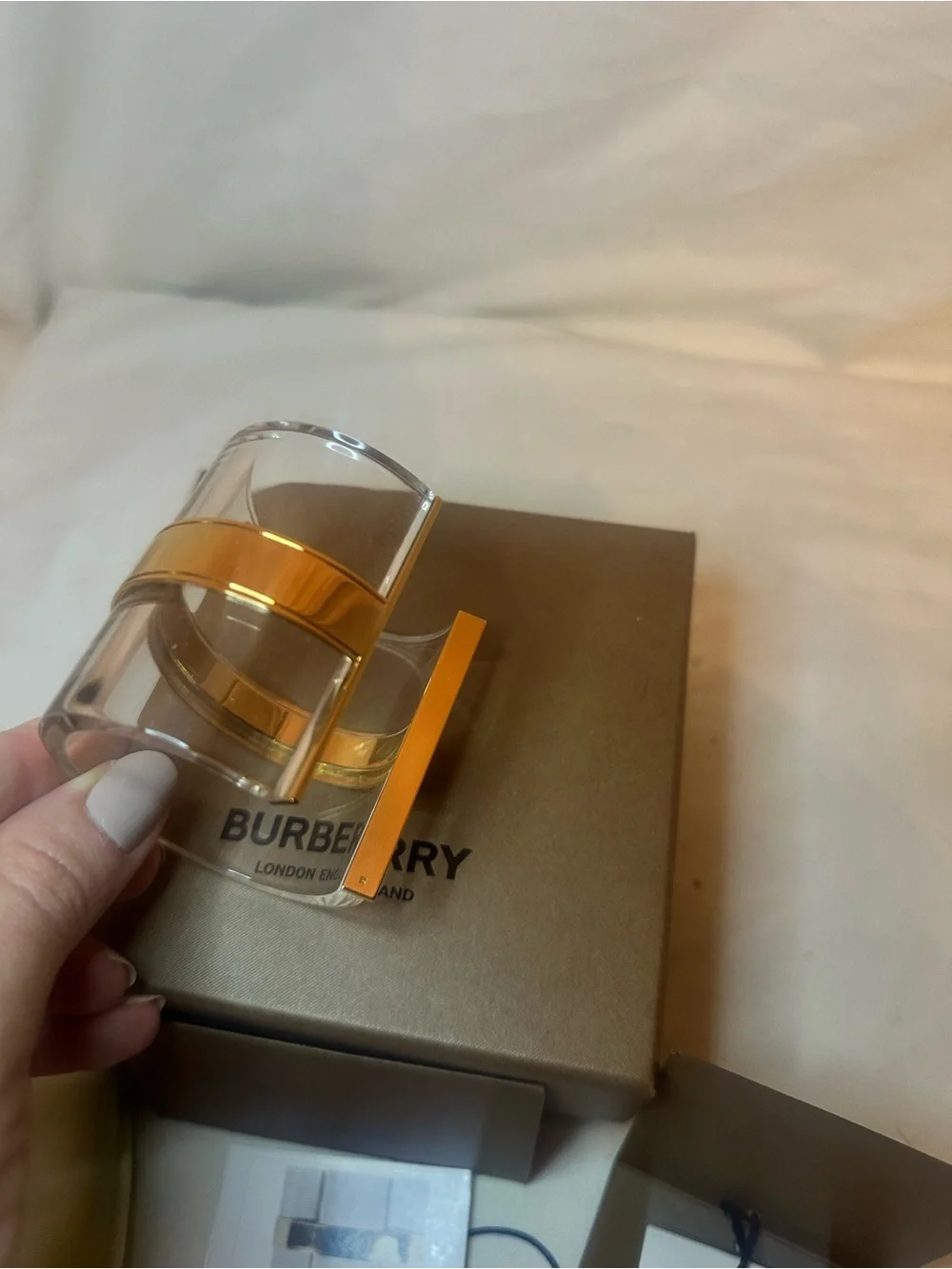 NWT Burberry Clear Acrylic Cuff with Gold Band